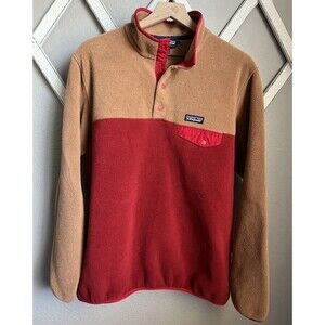 Patagonia Women's XL Synchilla Snap-T Fleece Pullover Molten Lava Red/Tan